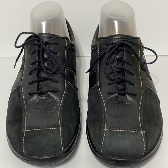 Finn Comfort Men's Black Leather Lace Up Loafer Shoes Exposed Stitching US 7.5 - Picture 12 of 14